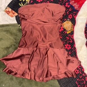 Windsor Strapless Dress in Rust